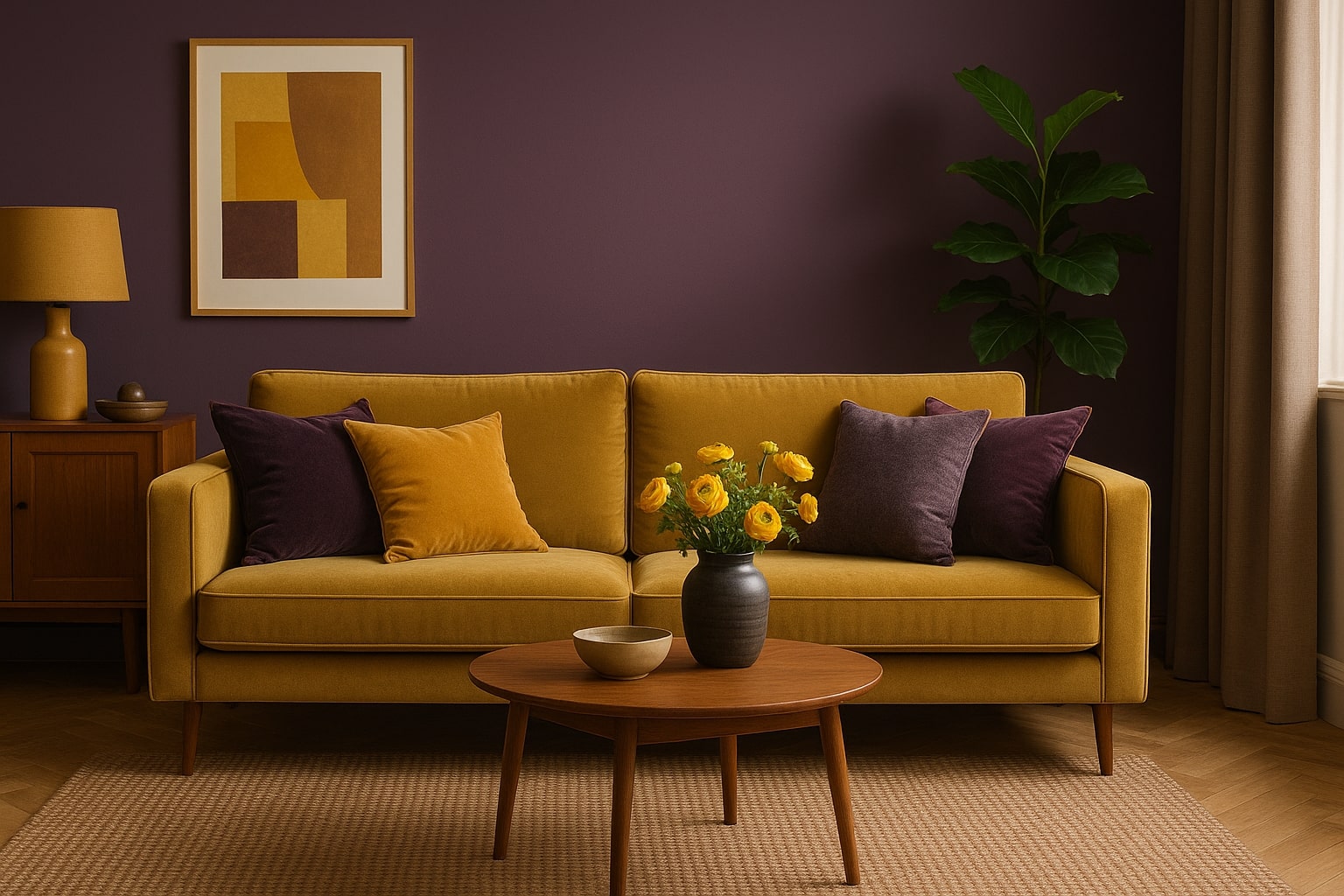 aubergine kleur combineren interieur