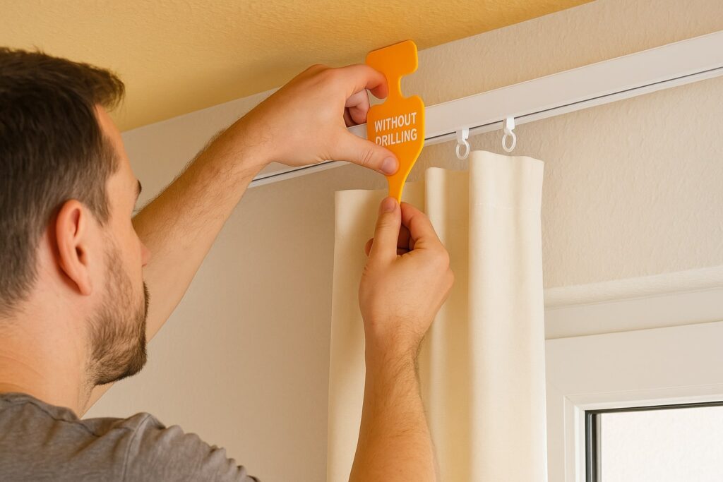 gordijnrails ophangen plafond zonder boren