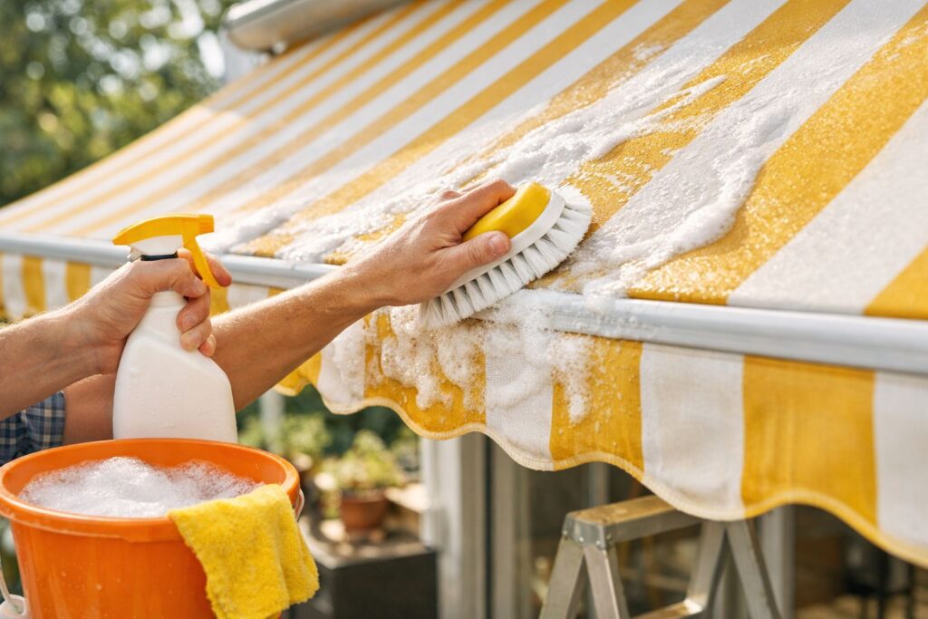 zonnescherm schoonmaken