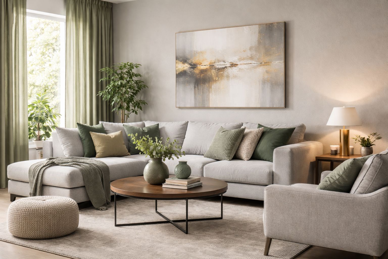 grijs en groen combineren interieur, grijs, groen