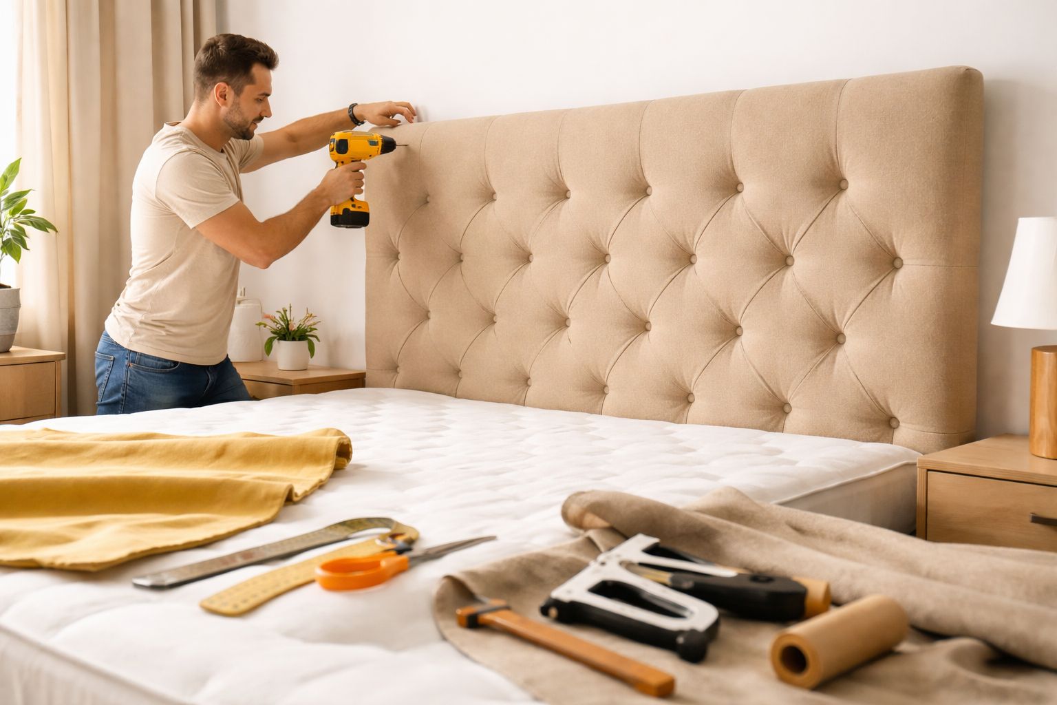 hoofdbord bed maken, hoofdbord