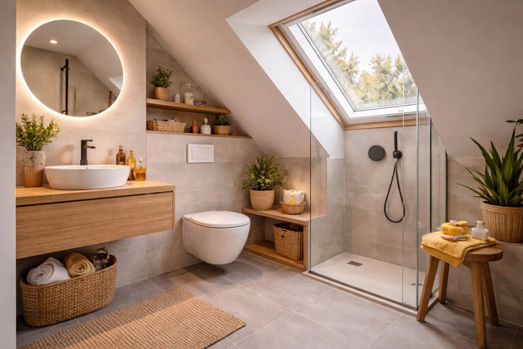 Een kleine badkamer op zolder slim inrichten voor comfort en ruimte