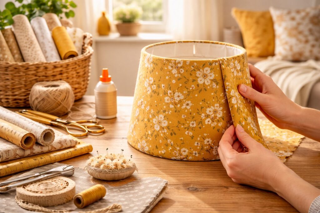 Zelf een lampenkap bekleden met stof voor een persoonlijk interieuraccent