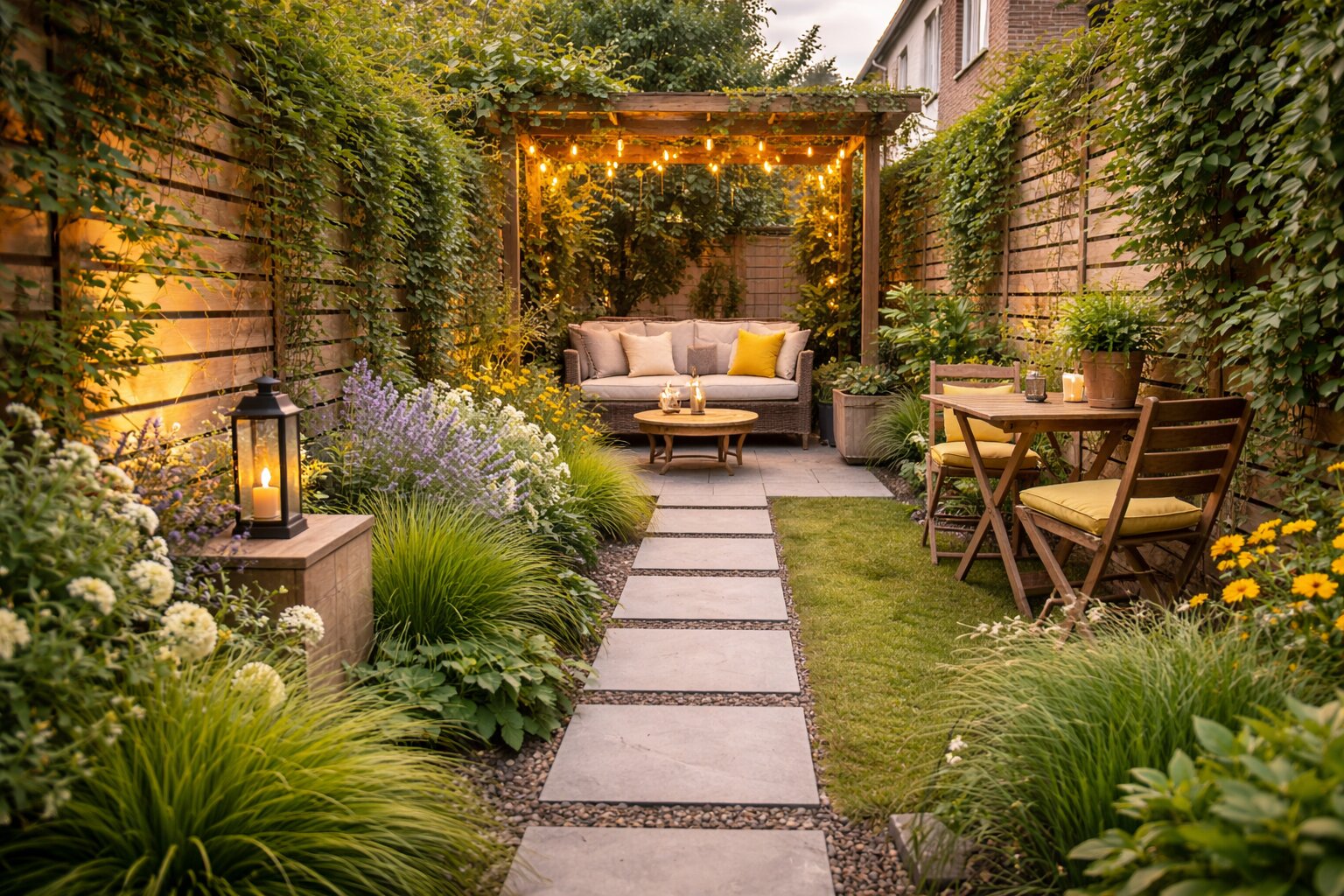 smalle tuin inspiratie, smalle tuin
